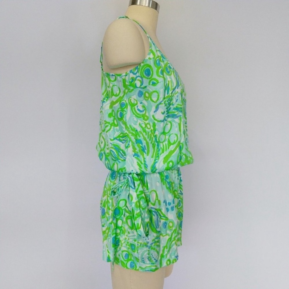 Lilly Pulitzer Deanna Romper XS Any Fins Possible Green and Blue - Picture 6 of 9